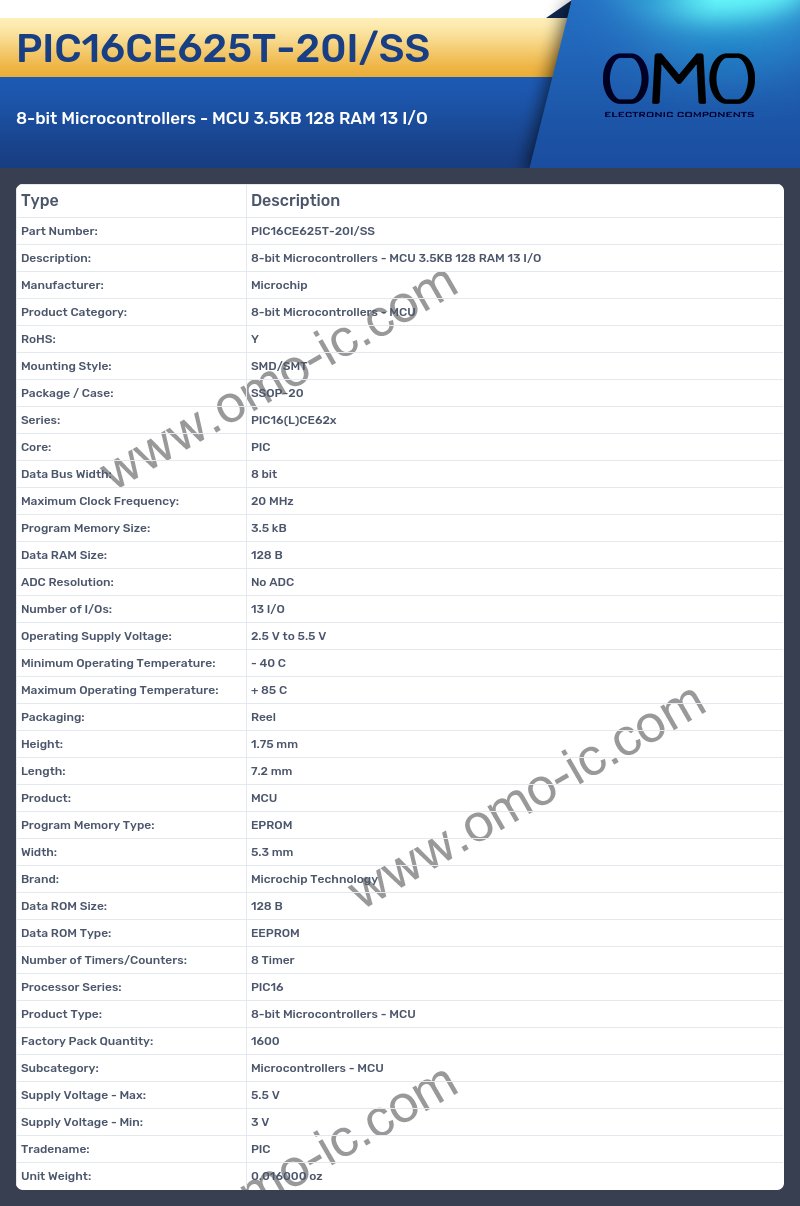 PIC16CE625T-20I/SS
