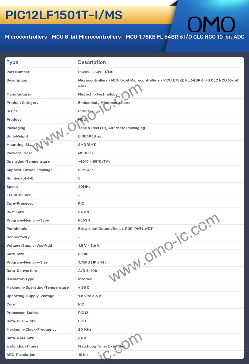 PIC12LF1501T-I/MS