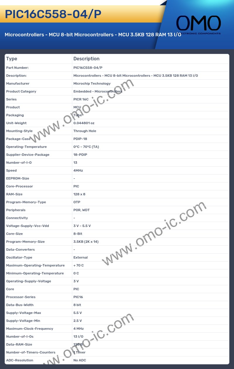 PIC16C558-04/P