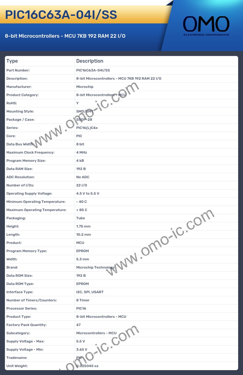 PIC16C63A-04I/SS