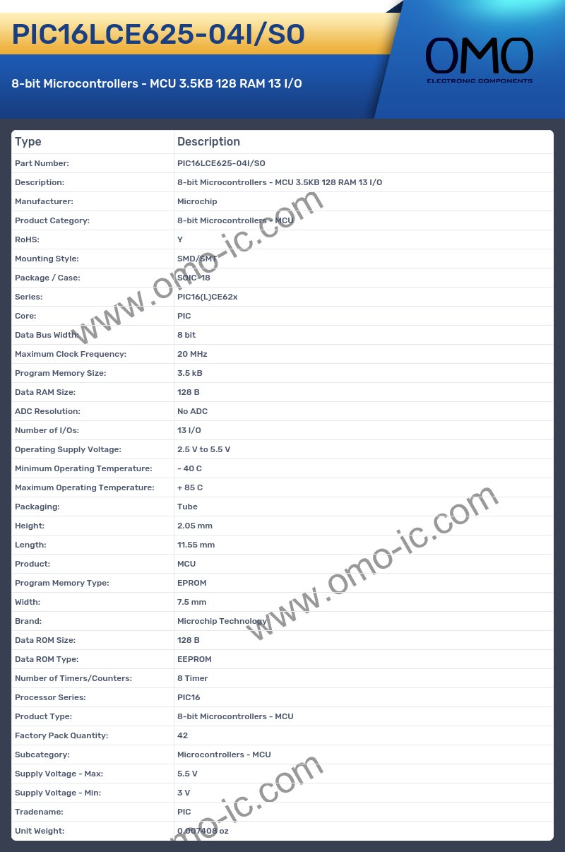 PIC16LCE625-04I/SO