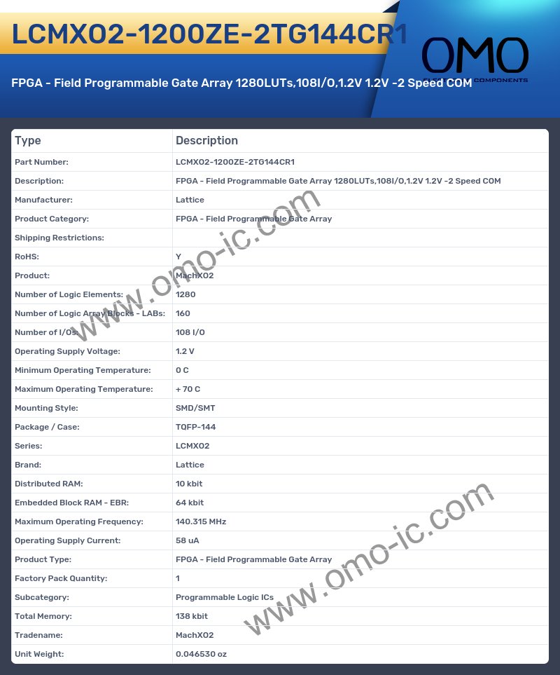 LCMXO2-1200ZE-2TG144CR1