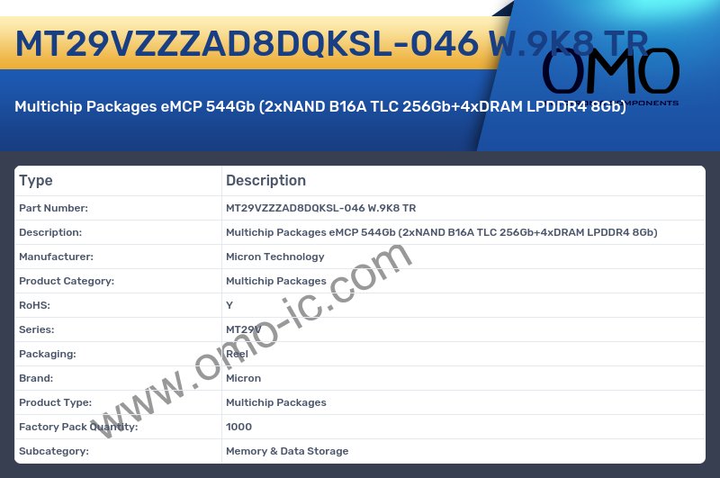 MT29VZZZAD8DQKSL-046 W.9K8 TR
