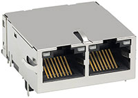 Gigabit MagJack® Two-Port 100 W Modular Conne